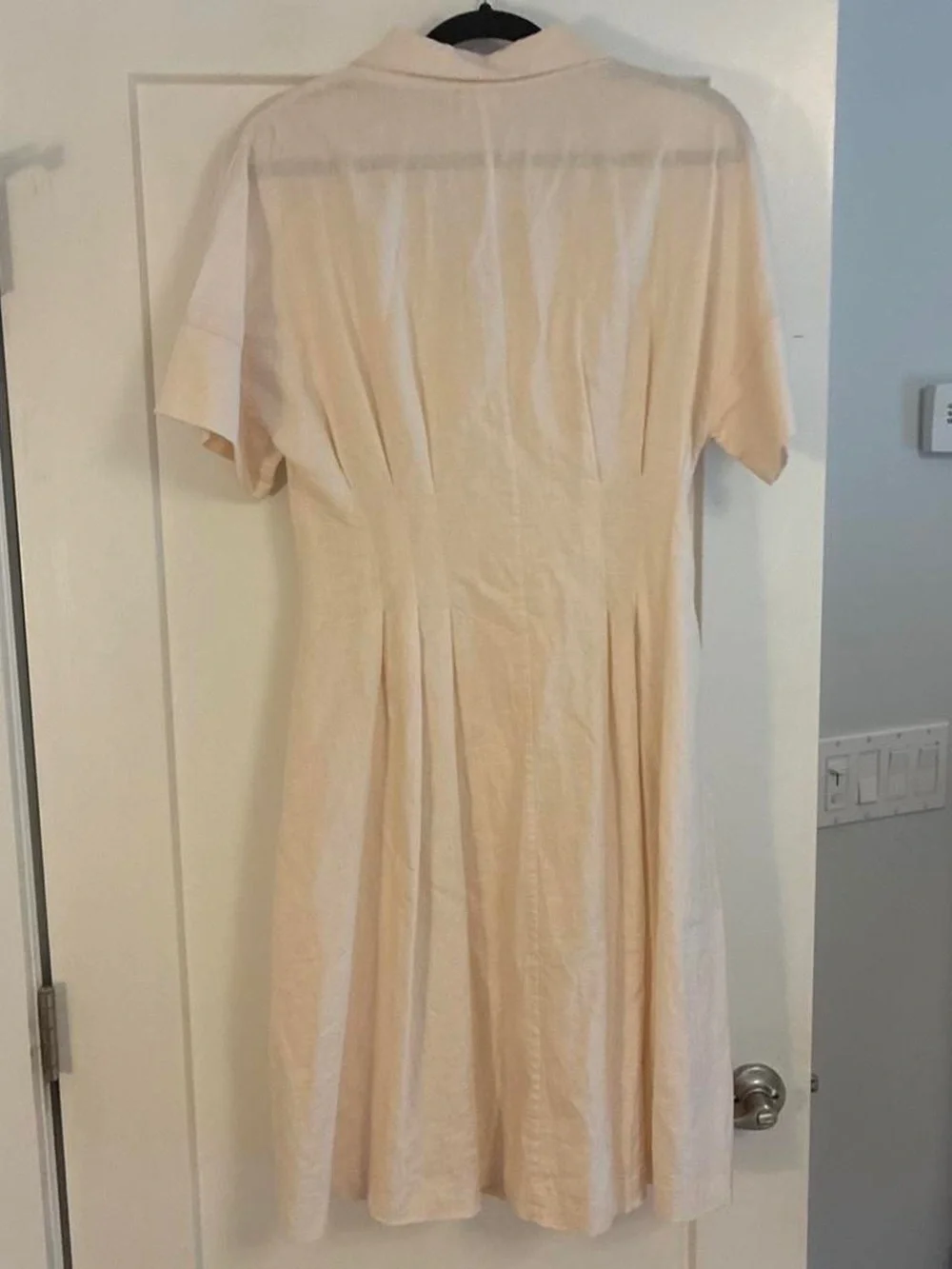 H by Halston Soft Cream Button-Front Linen Midi Dress
